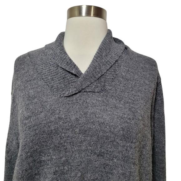 Joseph Abboud Men Gray Knit Sweater Wool Long Sleeve Shawl Neck Pullover Large - Picture 5 of 7